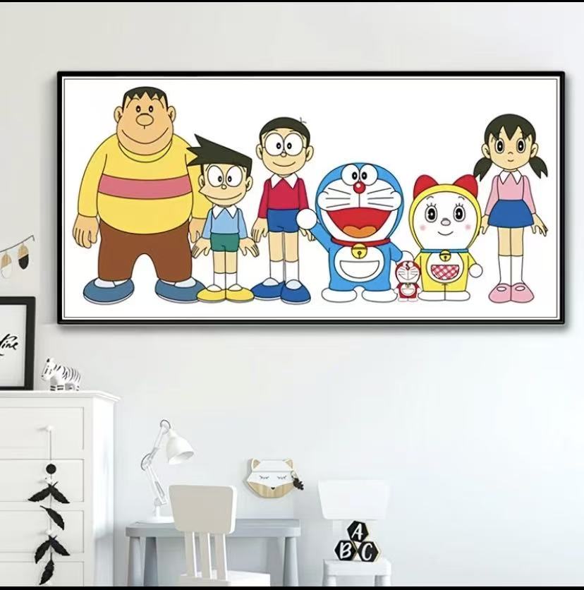 Doraemon Cartoon Cross Stitch Kit Simple Anime Design for Living Room & Kids Bedroom