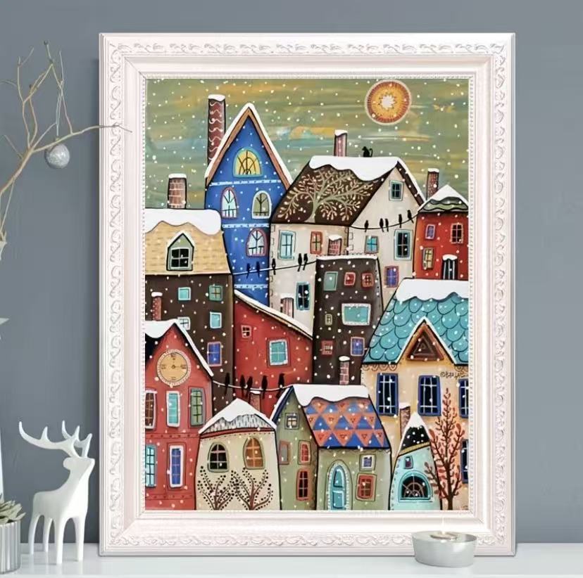 Snowy Cabin Winter Landscape Cross Stitch Kit