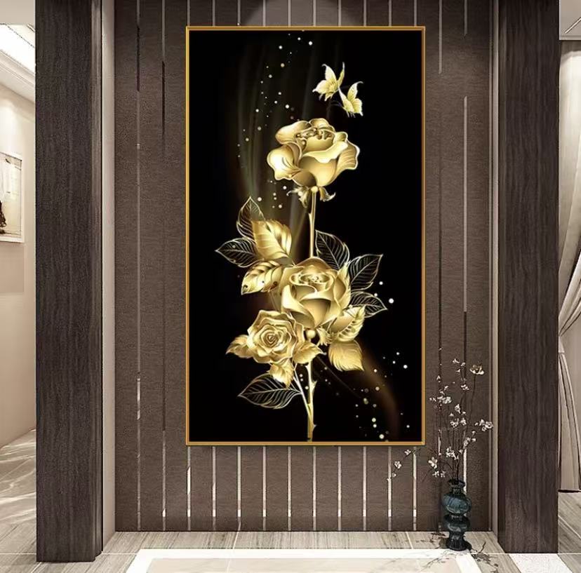 Stamped Golden Rose Cross Stitch Kit – Elegant Design