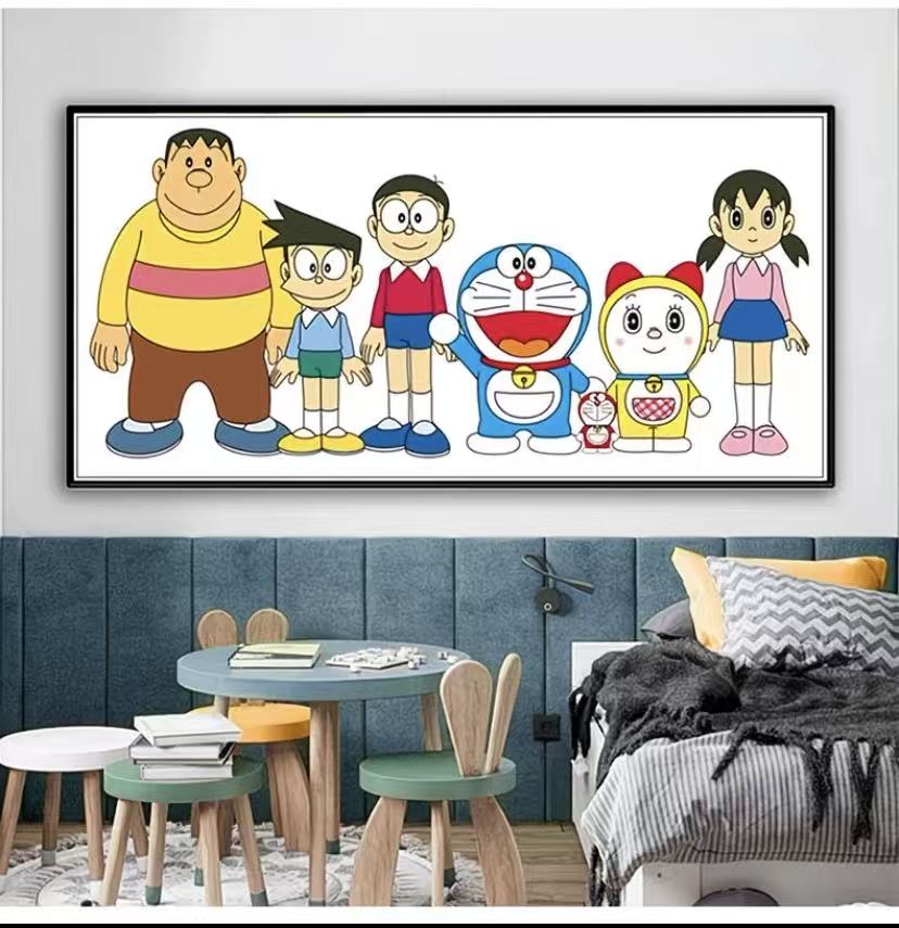 Doraemon Cartoon Cross Stitch Kit Simple Anime Design for Living Room & Kids Bedroom