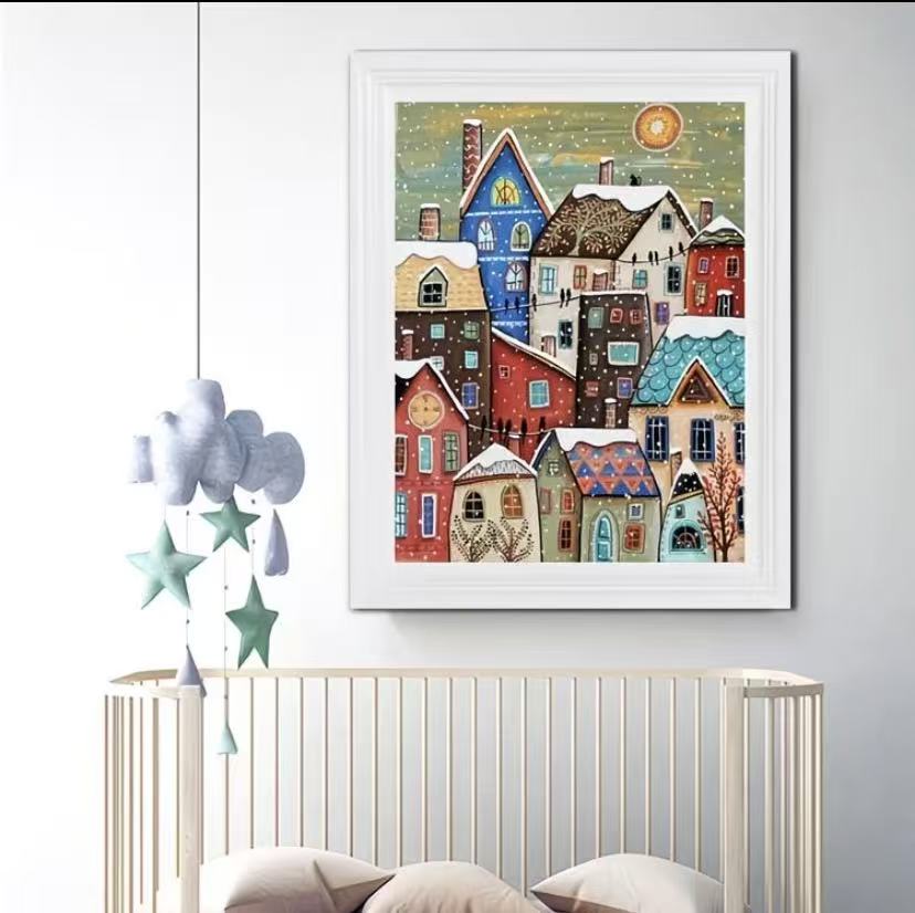 Snowy Cabin Winter Landscape Cross Stitch Kit