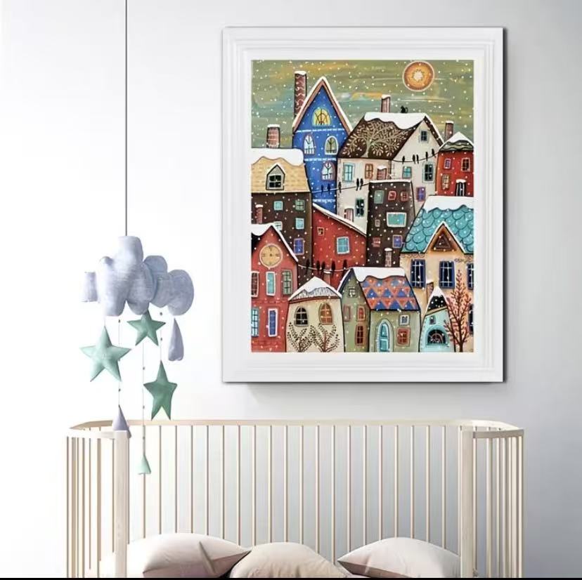 Snowy Cabin Winter Landscape Cross Stitch Kit