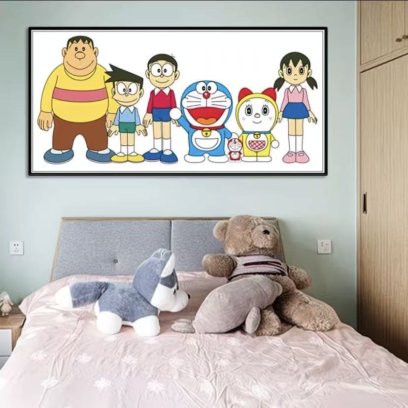 Doraemon Cartoon Cross Stitch Kit Simple Anime Design for Living Room & Kids Bedroom