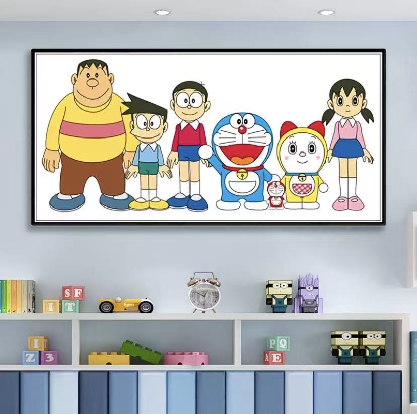 Doraemon Cartoon Cross Stitch Kit Simple Anime Design for Living Room & Kids Bedroom