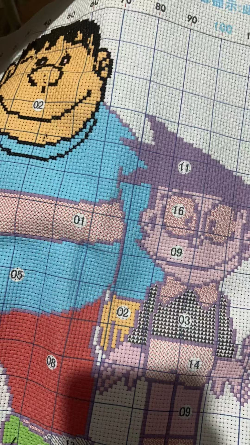 Doraemon Cartoon Cross Stitch Kit Simple Anime Design for Living Room & Kids Bedroom